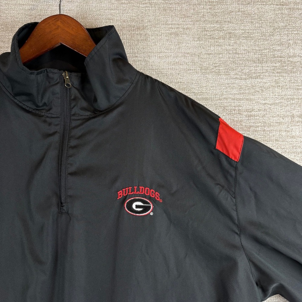 UGA Georgia Bulldogs Mens L Black NCAA 1/4 Zip Colorblock Jacket